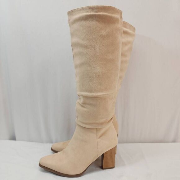 ZBY Size 8.5 Knee High Boots High Heel Pointed Toe Motorcycle Booties Casual Com - Picture 4 of 8